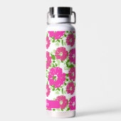 ピンク鮮やか抽象芸術フローラデザイン |パーソナライズされた | ウォーターボトル (背面)