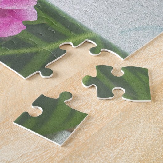 ピンク鮮やか牡丹油色彩の鮮やか効果 ジグソーパズル (側面)