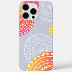 ピンク鮮やか色の黄色のランダムなマンダラオンブルー iPhone 16 PRO MAXケース