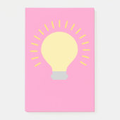 ピンク鮮やか色の黄色の電球 ポストイット (正面)