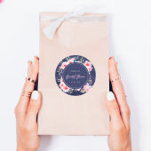 ピンク鮮やか&パープルフローラネオンブライダルシャワー ラウンドシール