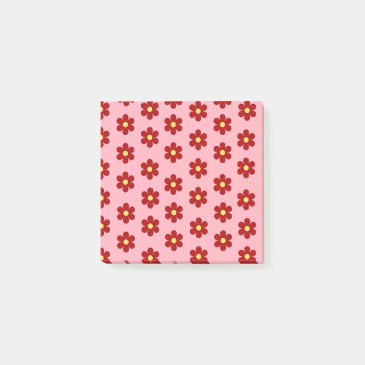 ピンク鮮やか&レッドレトロフラワー春夏 ポストイット (正面)