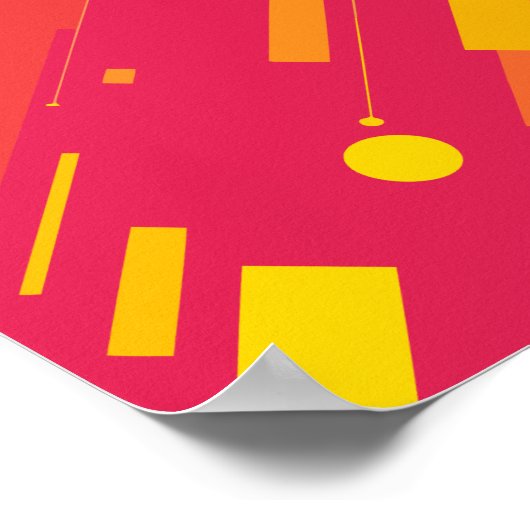 ピンク鮮やか、黄はっきりした色、オレンジ色の線 ポスター (角)