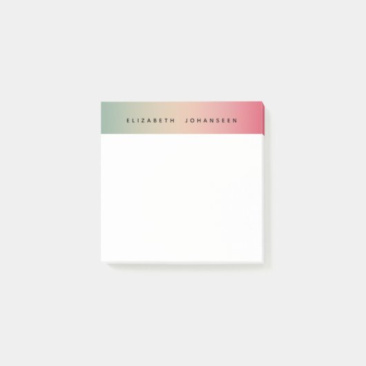 ピンク黄色と緑のグラデーション黒のタイポグラフィ名 ポストイット (正面)