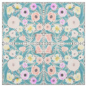 ピンク黄色のフローラ水玉模様水彩パターン ファブリック (見本)