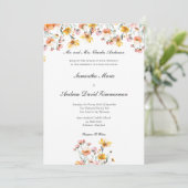 ピンク黄色のワイルドフラワーフォーマルエレガントな結婚式 招待状 (スタンド正面)