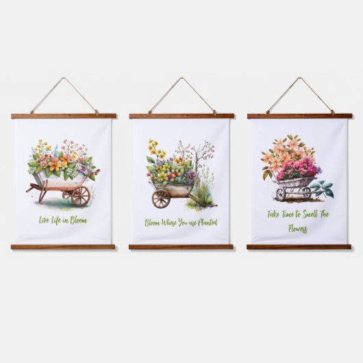 ピンク黄色の桃の花ホイールバレル 吊り下げ型タペストリー (トリプル)