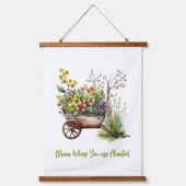 ピンク黄色の桃の花ホイールバレル 吊り下げ型タペストリー (正面2)