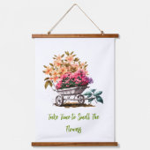 ピンク黄色の桃の花ホイールバレル 吊り下げ型タペストリー (正面3)