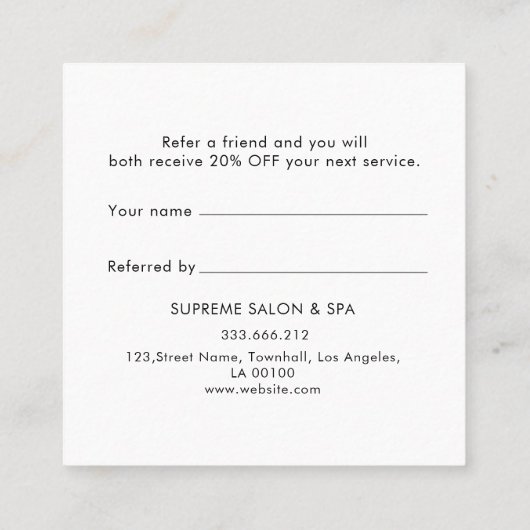 ピンク黄色の水彩のお客様紹介カード 紹介カード (裏面)