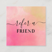 ピンク黄色の水彩のお客様紹介カード 紹介カード (正面)