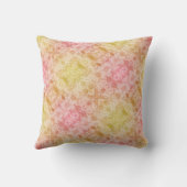 ピンク黄色の熱帯の葉のパターンぼほ クッション (裏面)
