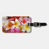 ピンク黄色の白の混合プルメリア花 ラゲッジタグ (正面横)