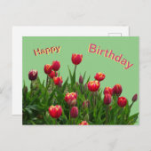 ピンク黄色の紫色のチューリップお客様。誕生日はがき ポストカード (正面/裏面)