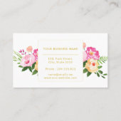 ピンク黄色の緑のフローラ水色の花 名刺 (裏面)