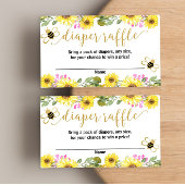 ピンク黄色の花のまわりにおむつラッフルカード エンクロージャーカード