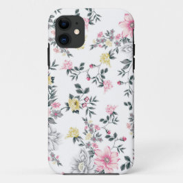 ピンク黄色の花柄 iPhone 11 ケース