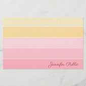 ピンク黄色の調和手書きスクリプト名 便箋 (正面)
