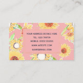 ピンク黄色ひまわり花水彩フローラ 名刺 (裏面)