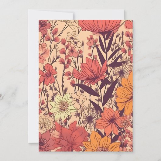 ピンク黄色オレンジ色の野結婚花 招待状 (裏面)