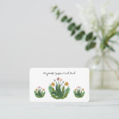 ピンク黄色フローラ花水彩カスタム色 名刺 (スタンド正面)