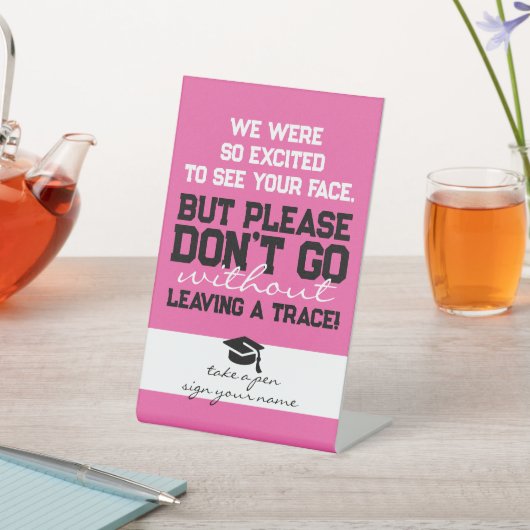 ピンク黒かわいいゲストブック詩卒業表 台座サイン (インサイチュ)