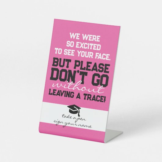 ピンク黒かわいいゲストブック詩卒業表 台座サイン (正面)