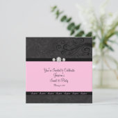 ピンク黒の旋回Sweet sixteenパーティの招待状 招待状 (スタンド正面)