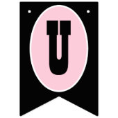 ピンク黒の水玉模様バントフラグパーティーバナー バンティングフラッグ (第2の旗)