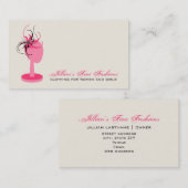 ピンク黒の魅力のある帽子屋さん服屋 名刺 (正面/裏面)