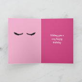 ピンク黒まつ毛グラムパーソナライズされた誕生日 カード (内部)