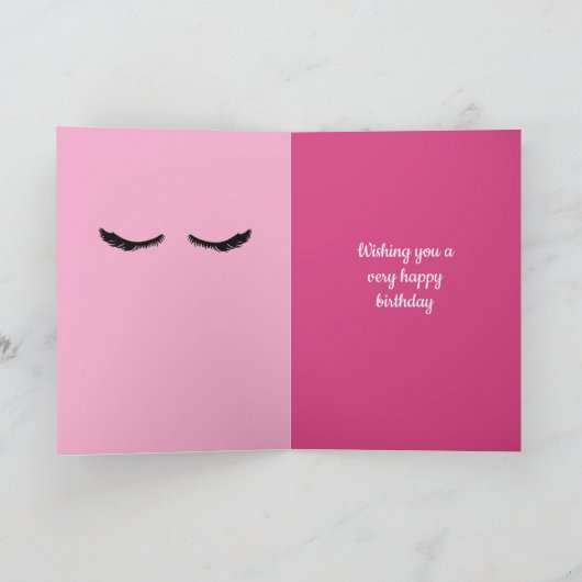 ピンク黒まつ毛グラムパーソナライズされた誕生日 カード (内部)