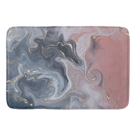ピンク黒グレー装飾水カラー大理石 バスマット