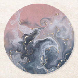 ピンク黒グレー装飾水カラー大理石 ラウンドペーパーコースター