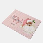 ピンク黒ビクトリアンサンタクロースMonogram Doormat ドアマット (アングル)