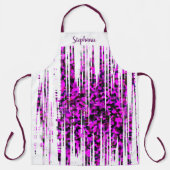 ピンク黒抽象芸術波紋白モノグラム エプロン (正面)