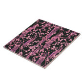 ピンク黒桜花日本の花柄 タイル (側面)