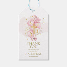 ピンク1歳の誕生日とバプテスマありがとうメッセージカード