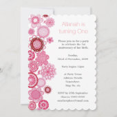 ピンク1番目の誕生日ナンバー1パーティーカスタム招待状 招待状 (裏面)