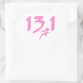 ピンク13.1ハーフマラソン 楕円形シール (バッグ)