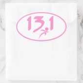 ピンク13.1ハーフマラソン 楕円形シール (バッグ)