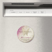 ピンク16誕生日日付の保存招待状 マグネット (インサイチュ (食洗機))