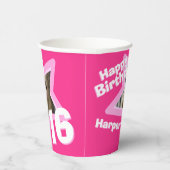 ピンク16th誕生日フォトパーソナライズされた紙カップ 紙コップ (右)