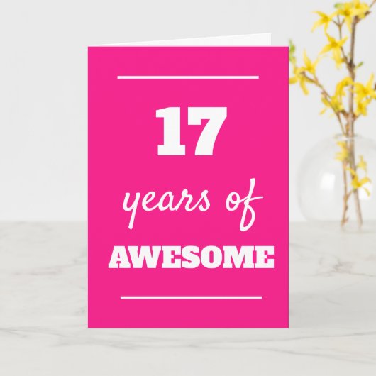 ピンク17誕生日カード カード (黄色い花)