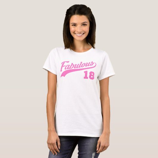 ピンク18誕生日 Tシャツ (正面フル)