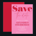 ピンク18th誕生日招待状日付を保存シック 招待状<br><div class="desc">ピンク18歳の誕生日招待状日付を保存シックな赤いグリッターのガラス輝き</div>