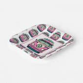 ピンク1970sヒッパイファンレトロヴィンテージスタイル誕生日 ペーパープレート (傾斜あり)