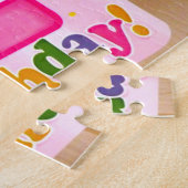 ピンク1st誕生日ラベルオンドア ジグソーパズル (側面)