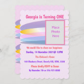 ピンク1st誕生日招待状 招待状 (正面/裏面)