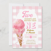 ピンク2スクープは1日の誕生日より良い 招待状 (正面)